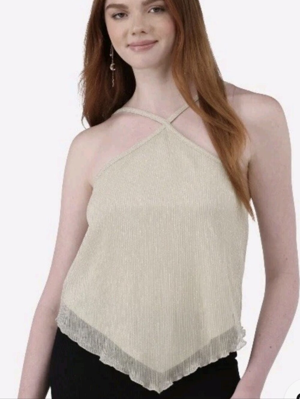 No Boundaries Cream Crisscross Halter Cami